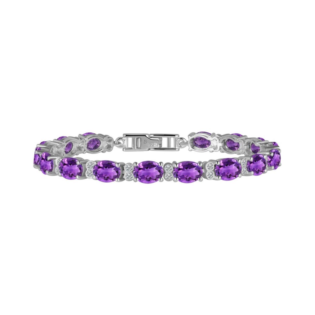 Amethyst & White Topaz Bracelet-(AMT-SB-138.)